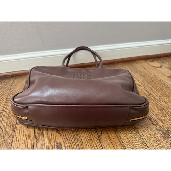 Miu Miu Beau Logo-Debossed Leather Bag Coffee Brown - Picture 7 of 10